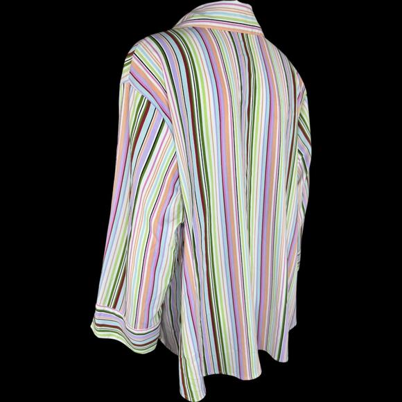 Notations Woman Button Up Shirt Striped Long Sleeve Blouse Plus 2X Multicolor - Picture 3 of 12